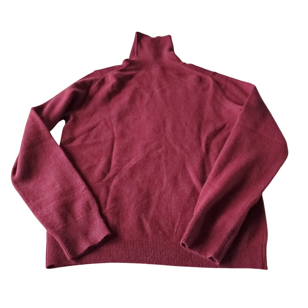 Uniqlo Womens 100% Cashmere Turtleneck Sweater Burgundy Wine Red 408718 Size M